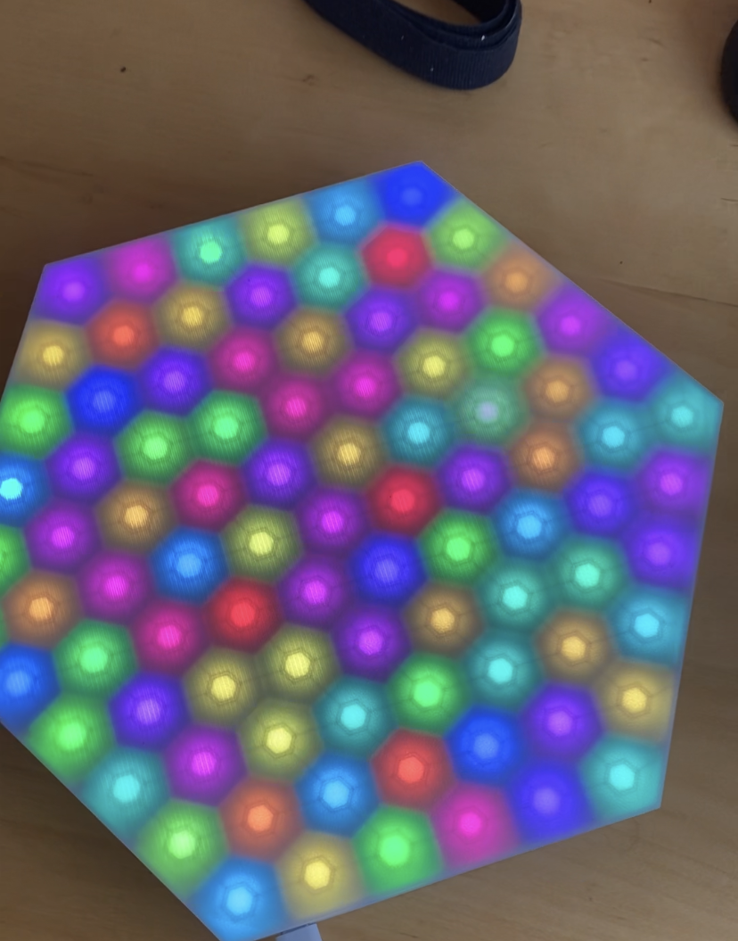 TZ4 panel seen from above, all 91 cells lit